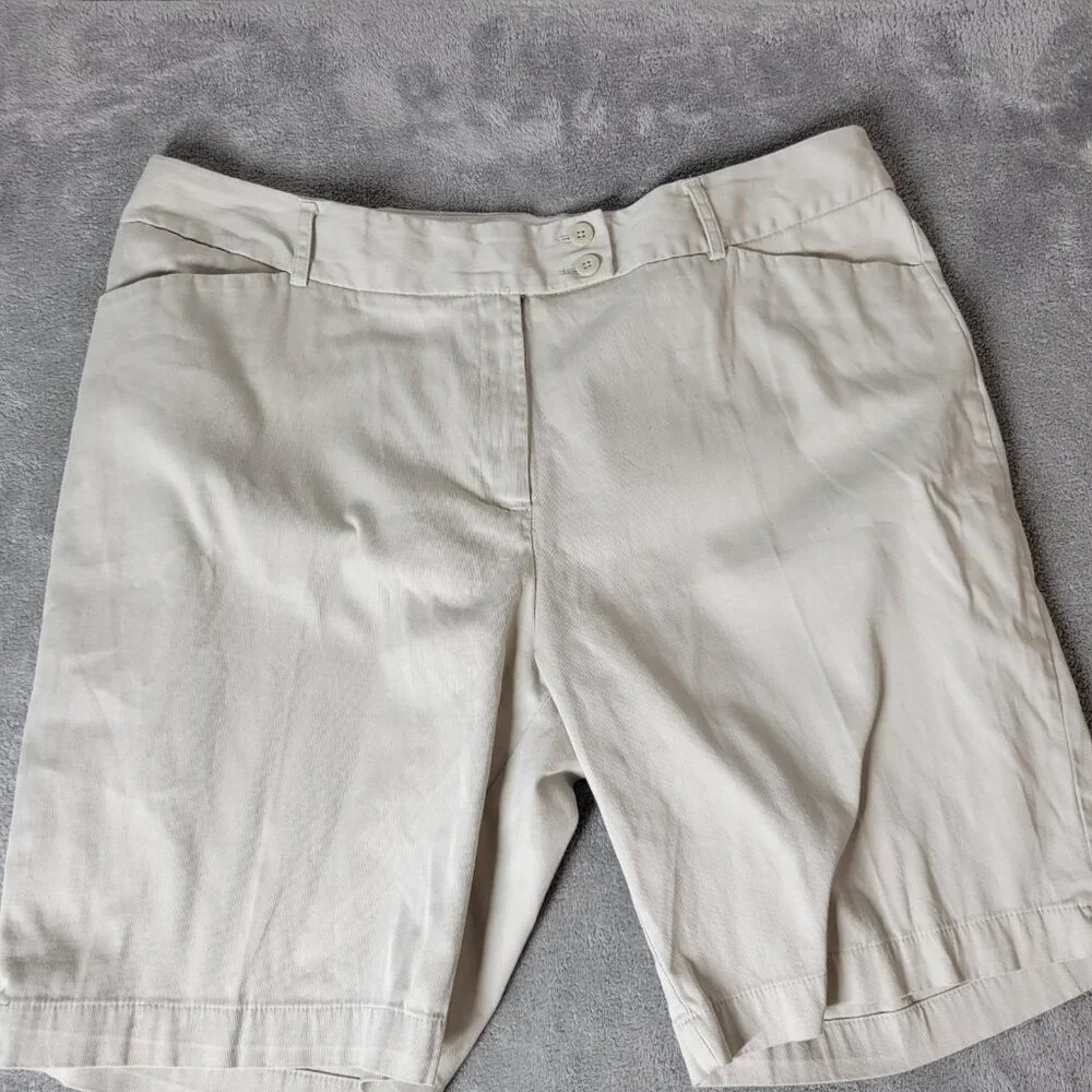 George Womens Shorts 18 Plus Beige Zip Fly London Fit Lightweight Casual B12E